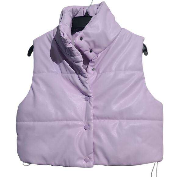 Almost Famous Lilac Crop Puffer Vest Size Small NWT - Picture 1 of 4